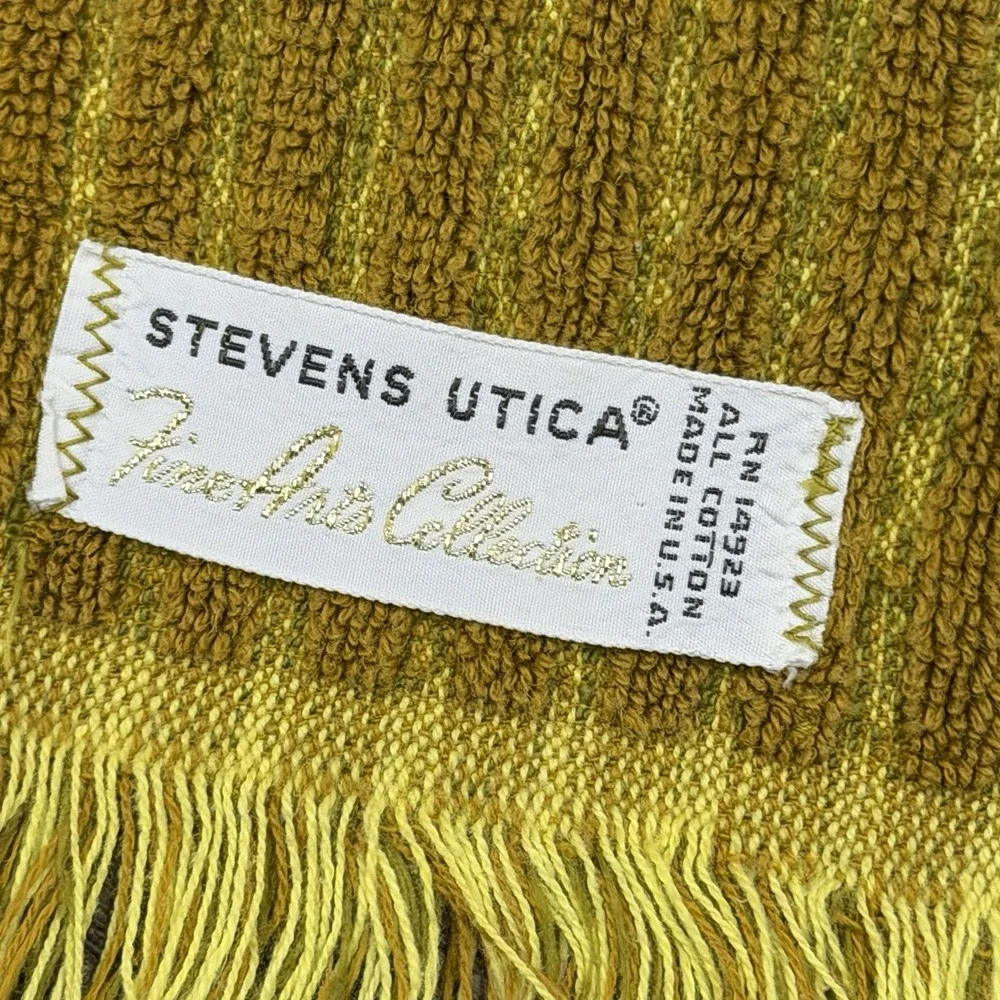 Vtg Stevens Utica Hand Towel Retro 70s Gold Orange Fine Arts Collection MCM USA